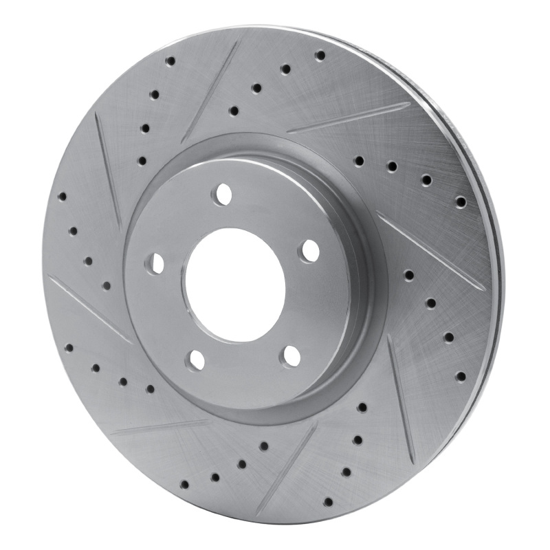 Mazda 3 Brake Rotor (1) - Front Left - R1 Concepts - Drilled & Slotted - Silver - `07-`13